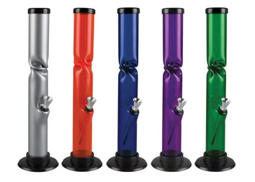Acrylic Straight Water Pipe w/ Ice Catch - 12" / Colors Vary