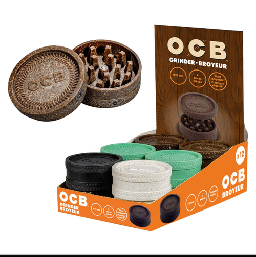 12ct OCB 55mm Plant Composite Grinder Display - 4 Colors