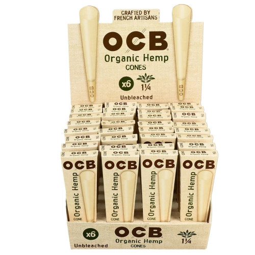 32ct OCB Organic Hemp Cones Display - 6pk / 1 1/4"