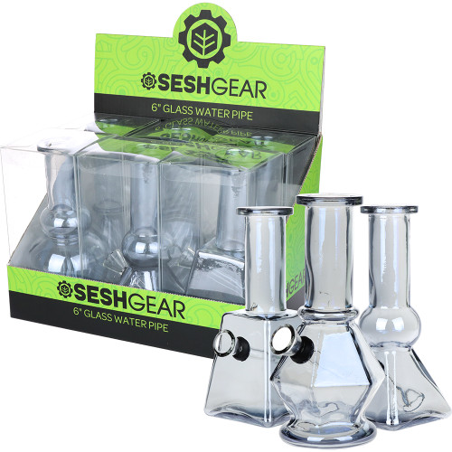 6ct SeshGear Smoky Glass Mini Water Pipe Display - 6" / Grommet / Assorted Styles