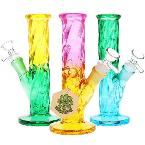SeshGear Twist Straight Tube Ombre Glass Water Pipe - 7.75" / 14mm F