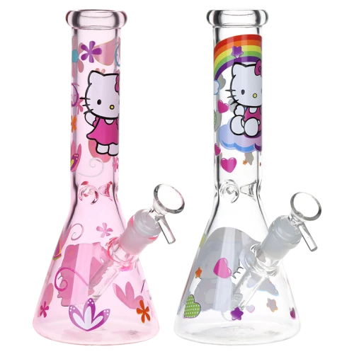 Greetings Feline Glass Beaker Water Pipe - 10" / 14mm F