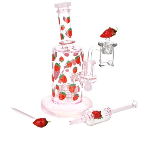 Pulsar Fruit Series Glow In The Dark Dab Rig Kit - 8" / 14mm F Strawberry Cough Glow
