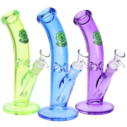 SeshGear Lean Back Bent Tube Colored Glass Water Pipe - 9" / 14mm F