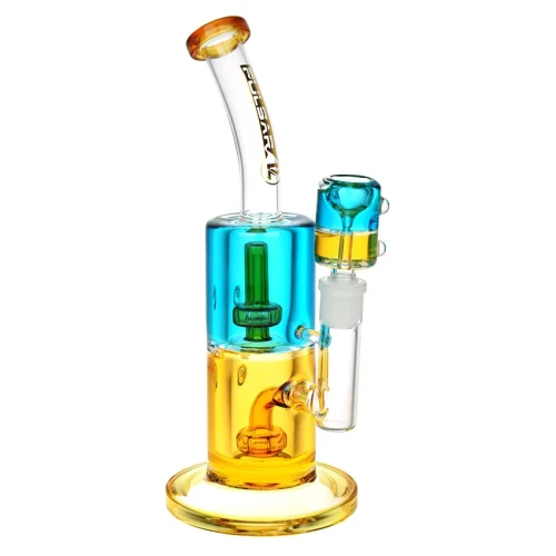 Pulsar Bicolor Glycerin Chugger Water Pipe - 9.75" / 14mm F / Blue Orange
