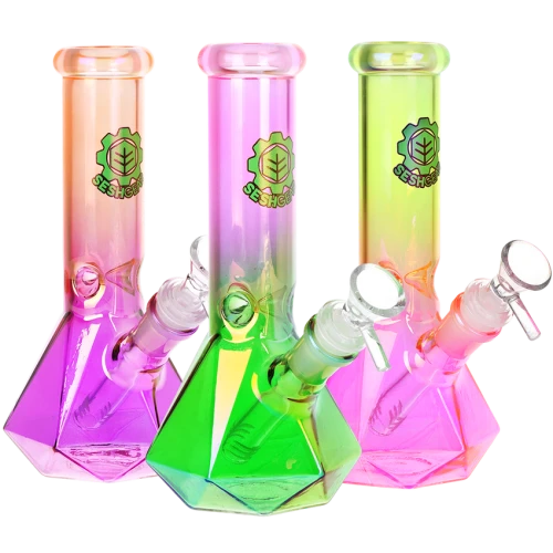 SeshGear Diamond Base Beaker Ombre Glass Water Pipe - 7.75" / 14mm F