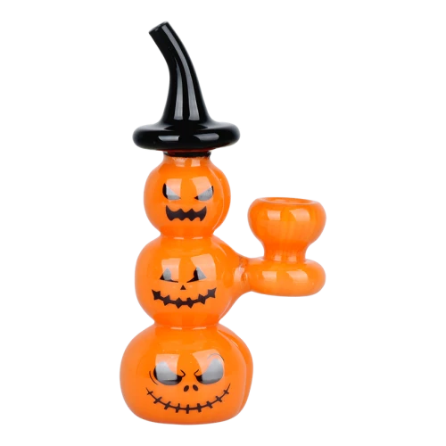 Halloween Pumpkin Pile Up Glass Bubbler - 5.75"