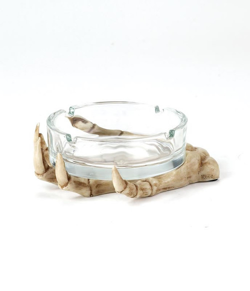 Skeleton Hand w/Glass Dish Polyresin Ashtray