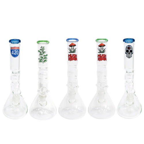 12" Beaker Elbows Up and Down - Assorted Decals