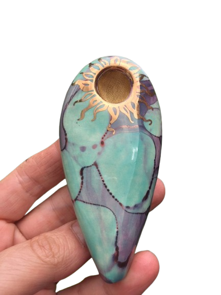 Porcelain Gold Goddess - Purple/Blue