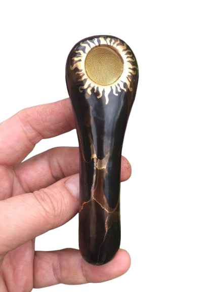 Porcelain Gold Spoon - Black