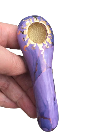 Porcelain Gold Spoon - Purple
