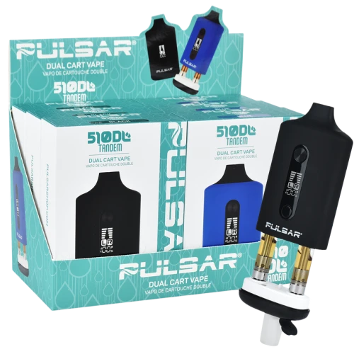 Pulsar 510 DL Tandem Dual Cart Vaporizer - 650mAh / Assorted Colors/6 CT Display