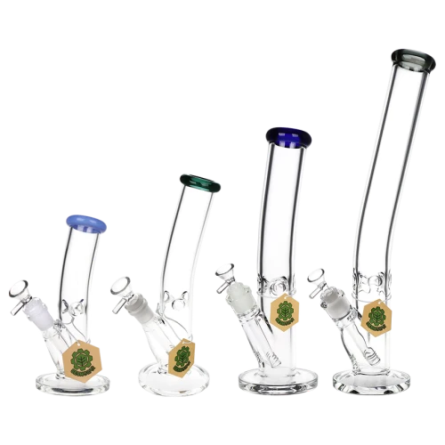 SeshGear Classic Bent Neck Straight Tube Glass Water Pipe - 14mm F - Colors Vary