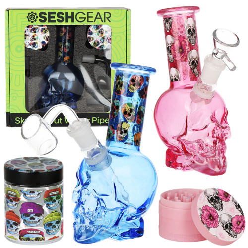 SeshGear Skulled Out Water Pipe Kit - 6" / Colors Vary