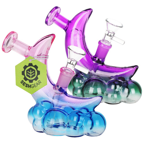 2ct SeshGear Over the Moon Glass Water Pipe Bundle - 5" / 14mm F / Assorted Colors