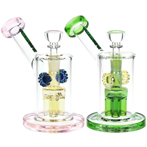 SeshGear Steampunk Gears Fumed Perc Glass Water Pipe - 6.5" / 14mm F