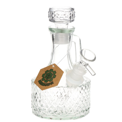 SeshGear Textured Vintage Glass Water Pipe - 6.5" / 14mm F / Clear