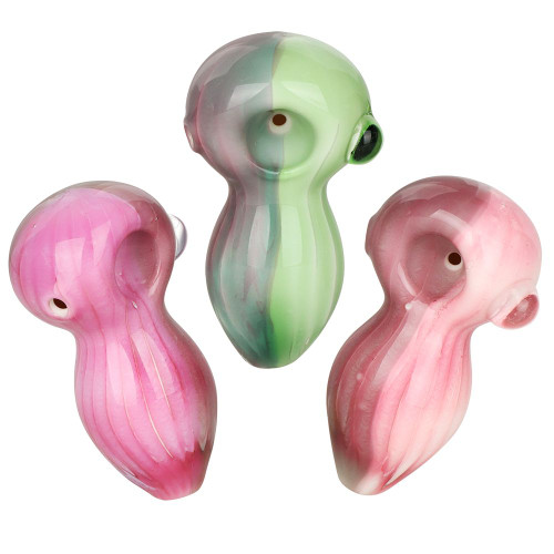 3ct Two Toned Pastel Glass Spoon Pipes Bundle - 3.5" / Assorted Colors