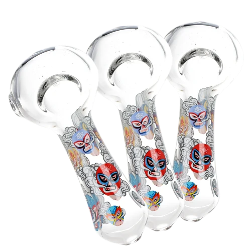 3ct Pulsar Luchadors Glass Spoon Pipe Bundle - 4.5"