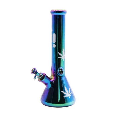 Infyniti 14" Beaker w/ Ice Pinch - Chrome Finish Leaf - Dark Green Sunshine