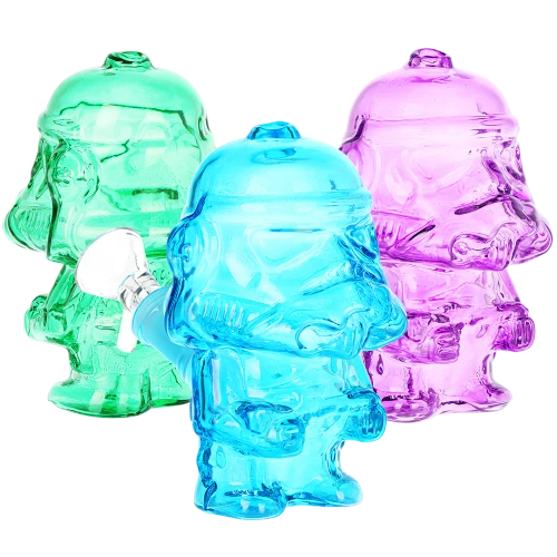 3ct Smoke Trooper Beaker Glass Water Pipe Bundle - 10" / 14mm F / Assorted Colors