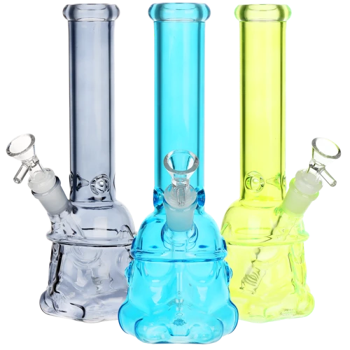 3ct Smoke Trooper Beaker Glass Water Pipe Bundle - 10" / 14mm F / Assorted Colors