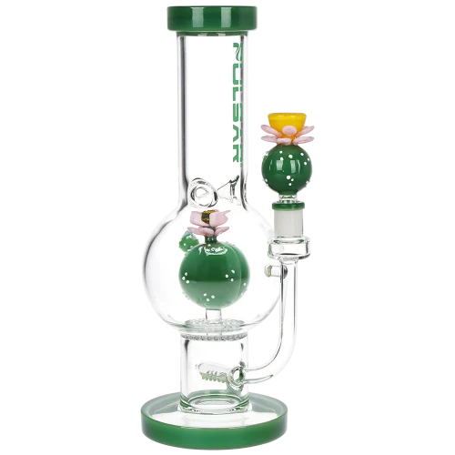 Pulsar Peyote Bloom Bubbler Base Glass Water Pipe - 12.25" / 14mm F