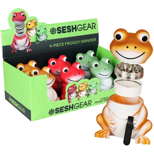6ct SeshGear Froggy Grinder Display- 4pc / 1.75" / Assorted Colors
