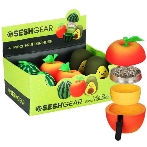6ct SeshGear Mixed Fruit Grinder Display - 4pc / 2.25" / Assorted Styles