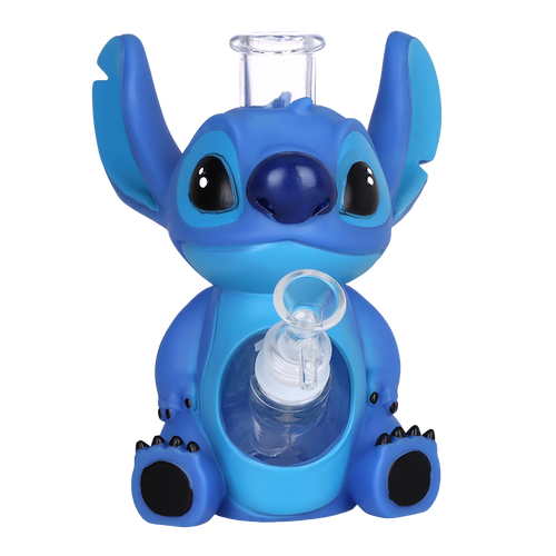 Little Blue Creature Vinyl on Glass Water Pipe - 7" / 14mm F