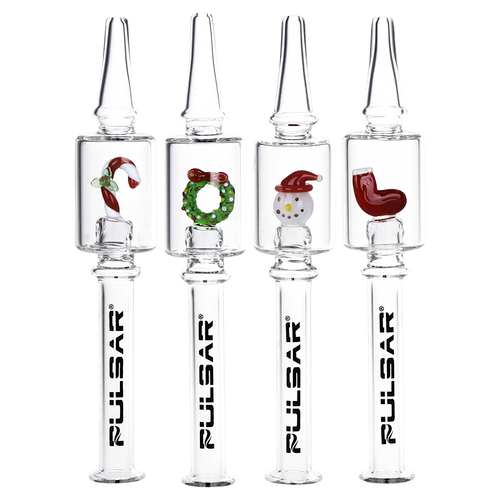 4ct Pulsar Christmas Decorated Dab Straws Bundle - 6.25" / Assorted Designs