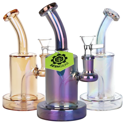 3ct SeshGear Electroplated Glass Rig Bundle - 7" / 14mm F / Blue, Clear, Light Amber
