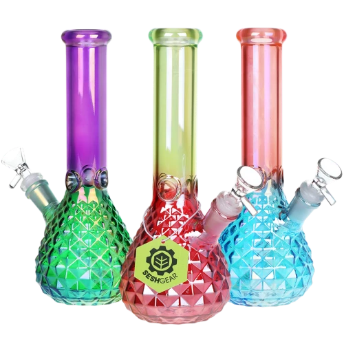 3ct SeshGear Vintage Vase Ombre Glass Water Pipe Bundle - 9.75" / 14mm F / Colors Vary