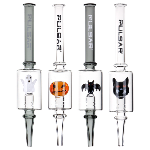 4ct Pulsar Halloween Glass Dab Straw Bundle - 7" / Designs Vary