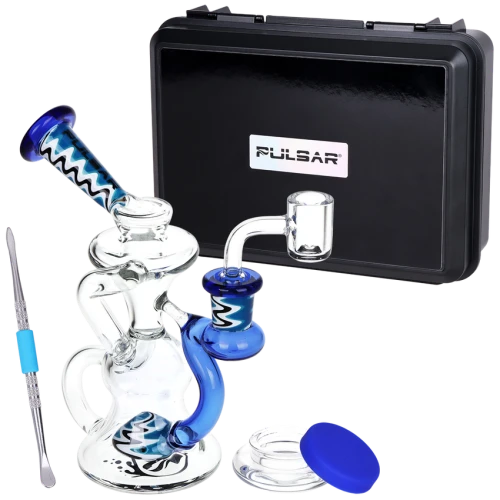 Pulsar Wig Wag Recycler Glass Dab Rig Kit - 6.5" / 14mm F / Blue