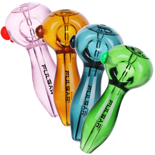 4ct Pulsar Glycerin Prism Spoon Pipe Bundle - 4.8" / Amber, Green, Pink, Teal