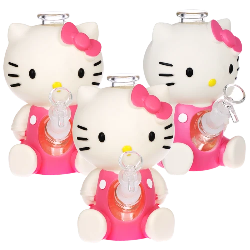 3ct Cutest Kitty Glass & Vinyl Water Pipe Bundle - 7" / 14mm F