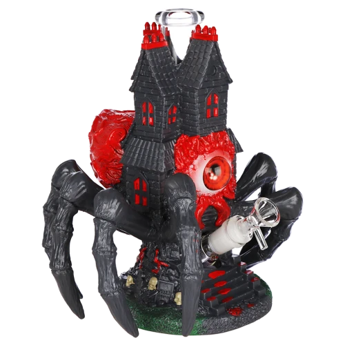All Seeing Arachnid Castle Glass & Vinyl Water Pipe - 10.25" / 14mm F