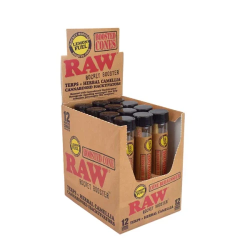 RAW Rocket Booster Terpenes Cones Lemon Fuel - Display of 12