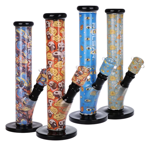 Pulsar Inside Print Straight Tube Water Pipe & Matching Bowl / 11.25" / 14mm F
