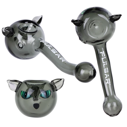 3ct Pulsar Black Cat Glass Hand Pipe Bundle - 5"
