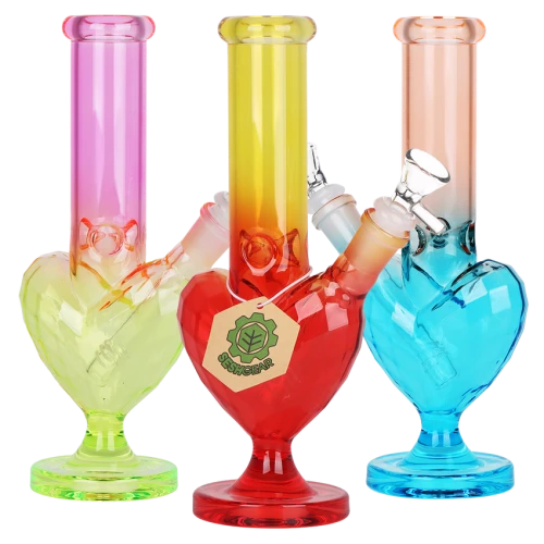 3ct SeshGear Heart Electroplated Glass Water Pipe Bundle - 9.5" / 14mm F / Assorted Colors