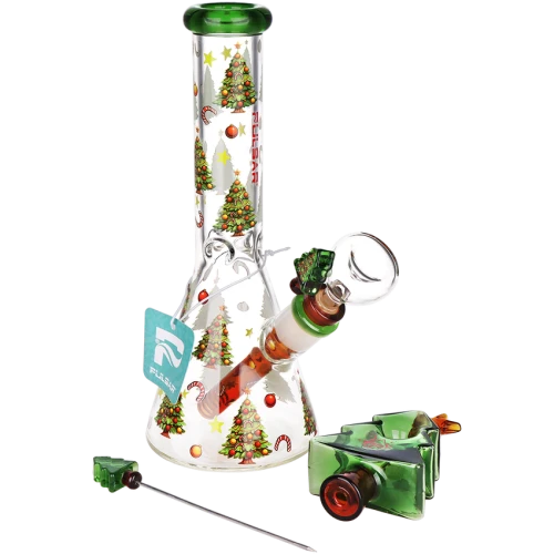 Pulsar Christmas Tree Herb Pipe Duo - 10" / 14mm F