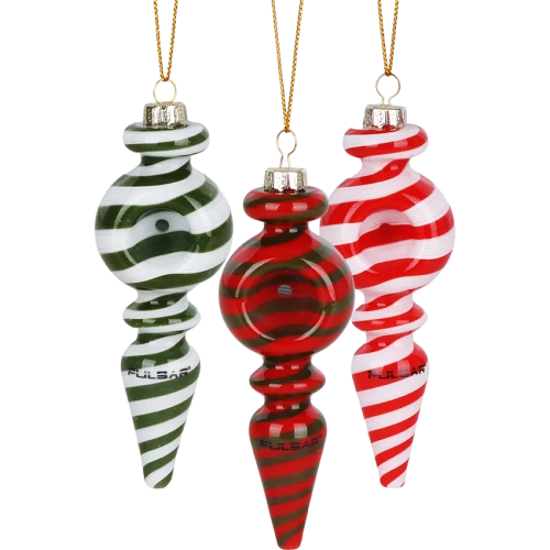 3ct Pulsar Christmas Ornament Glass Hand Pipe Display- 4" / Assorted Colors