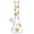 Stylized Hemp Leaf Glow in Dark Glass Water Pipe - 10" / 14mm F / Colors Vary
