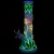 420 Hemp Leaf and Shrooms Glow In The Dark Glass Water Pipe - 9.5" / 14mm F