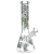 420 Clouds Glow In The Dark Beaker Glass Water Pipe - 10" / 14mm F / Colors Vary