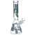 420 Clouds Glow In The Dark Beaker Glass Water Pipe - 10" / 14mm F / Colors Vary