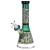 Mushroom Melange Etched Beaker Glass Water Pipe - 9" / 14mm F / Colors Vary